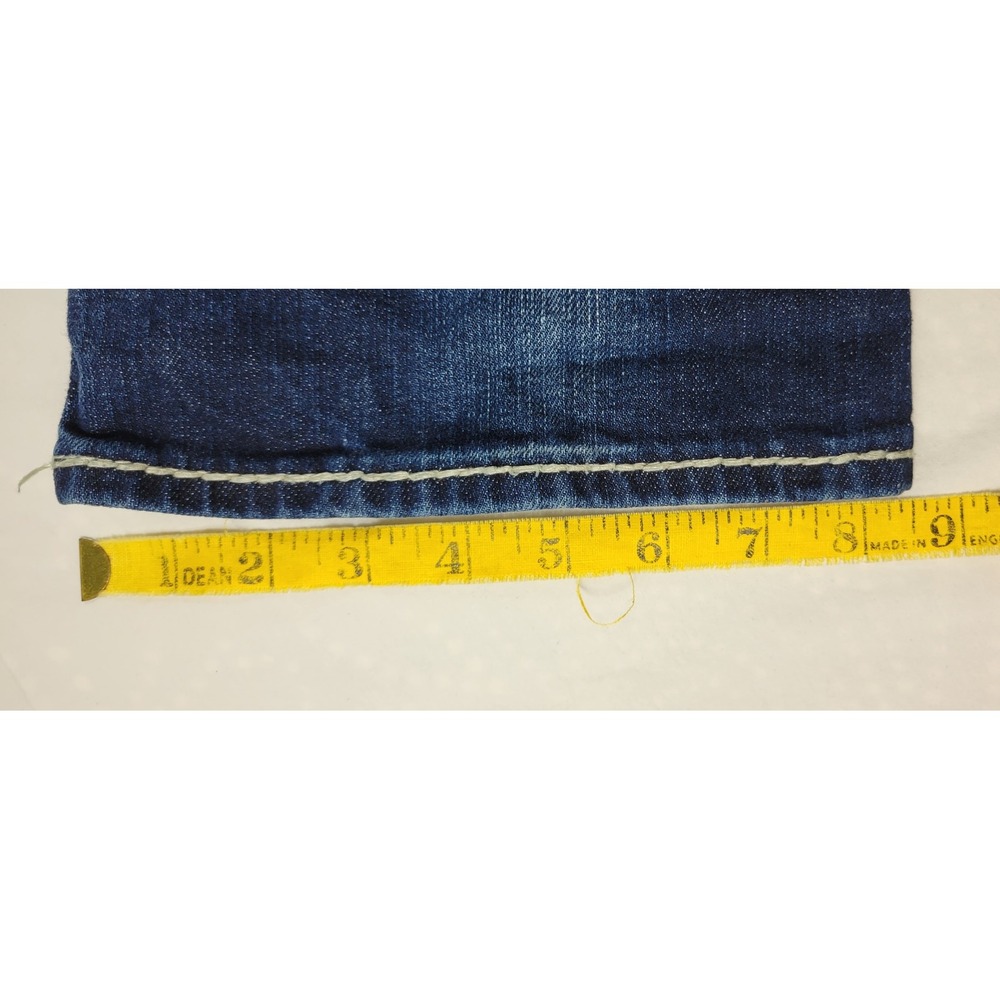 Rock Revival Kai Bootcut Jeans Dark Wash Distressed Thick Stitch Buckle 28x29 - Picture 11 of 11